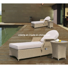 Wicker Rattan Outdoor Rattan Chaise Lounge with Side Table